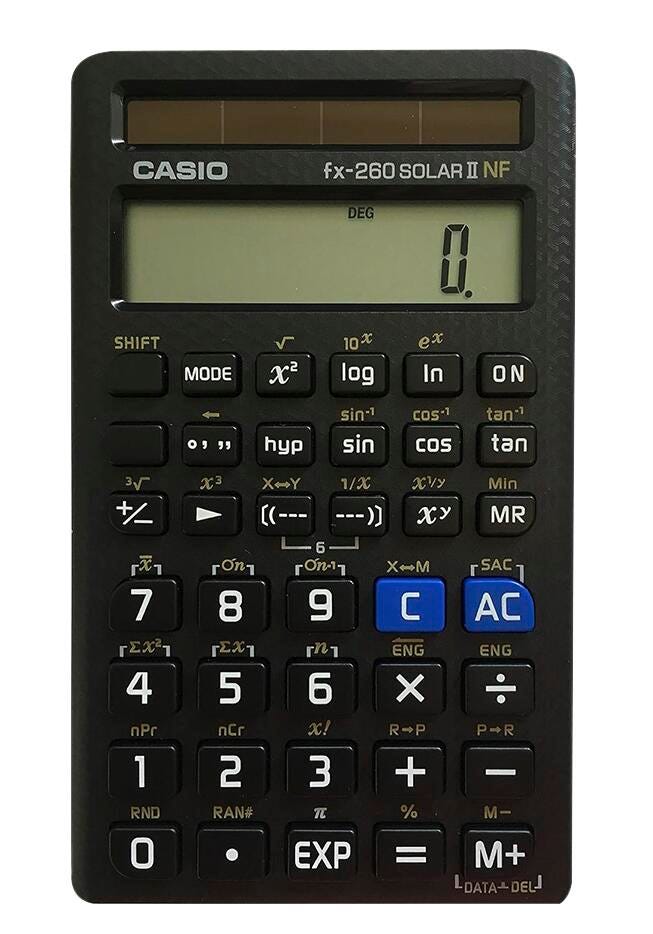 Casio FX-260 Solar Scientific Calculator, Black, No Fractions